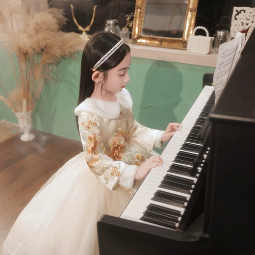 Детское платье, наряд маленькой принцессы, пианино, зимний наряд для музыкальных выступлений, подарок на день рождения