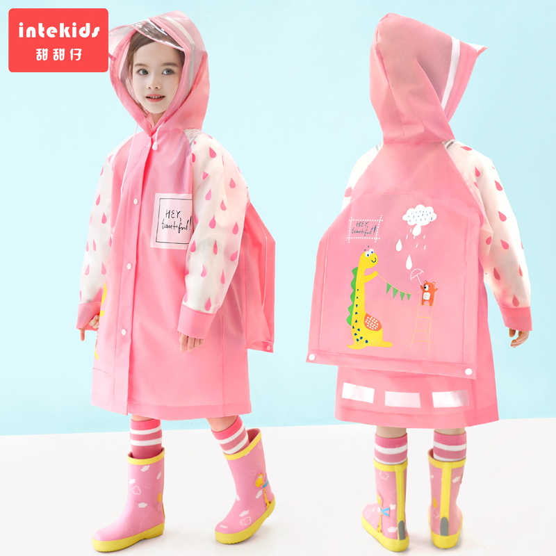 Children raincoat boys kids waterproof girls baby kindergarten transparent pupils poncho dinosaur raincoat rain gear