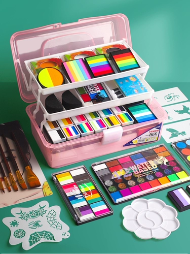 Окрашенный детский пигментированный набор инструментов для лица, кисть, практика, шаблон, комплект