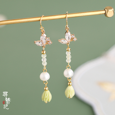 taobao agent Finding Remembering the Daily Guifeng Fresh Green Bud Pearl Pearl Sweet Dominel Plugal Earrings Earrings Biso Fidth