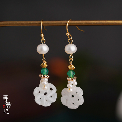 taobao agent Xunzhi Jade Emerald Hollow Flower Pearl earrings