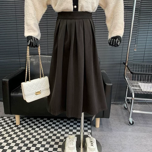 Осенняя длинная цветная юбка, изысканный стиль, высокая талия, средней длины