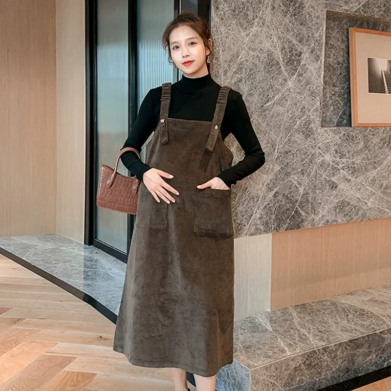 Spring corduroy sweater for pregnant, set, loose dress, 2023 collection, plus size
