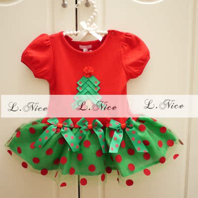 taobao agent Explosion Christmas Girl Dress Red Lace Button Baste New Year Skirt（Special offer）
