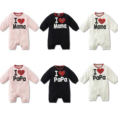 taobao agent Special offer）Spring and autumn and summer I love papa/mama baby long -sleeved casual long climbing 哈
