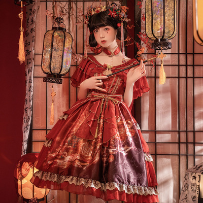 taobao agent Genuine summer short sleeve dress, Lolita style, Lolita OP, Chinese style