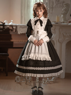 taobao agent Genuine detachable demi-season apron, doll, dress with sleeves, Lolita style, Lolita OP, long sleeve