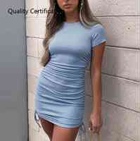 Drawstring Sexy Dress Summer Casual Elegant Women dress