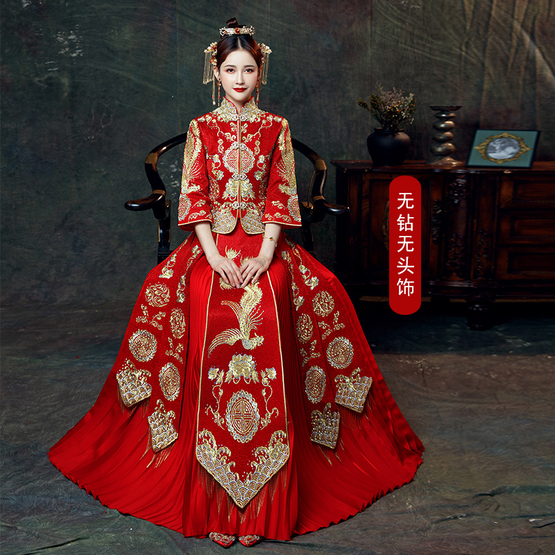 xiuhe clothing 2020 new bride dragon and phoenix gown wedding toast clothing chinese dress pregnant women show kimono women embroidered clothing
