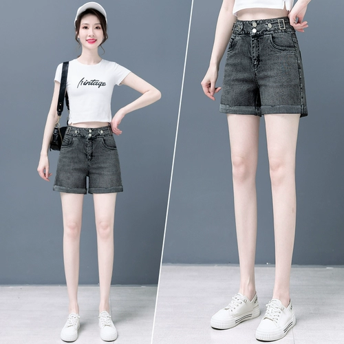 Тонкая джинсовая юбка, шорты, летние приталенные штаны, 2021 года, в корейском стиле, высокая талия, свободный прямой крой, А-силуэт