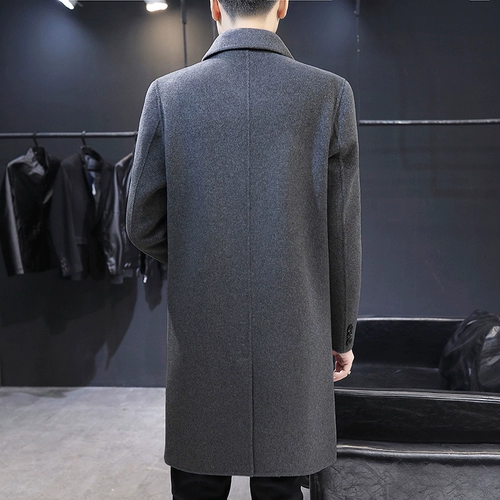 Мужское длинное зимнее двусторонное шерстяное пальто для мальчиков, кашемировая куртка для отдыха, в корейском стиле, увеличенная толщина