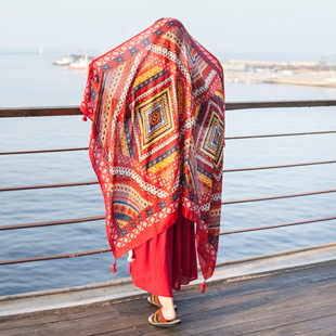 Hundreds of sunscreen shawl scarf dual -use multi -function yarn scarf seaside holiday beach silk towel big beach towel female summer