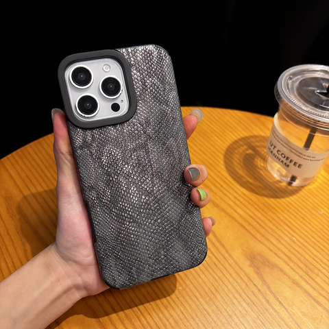 Black & White Python Texture Snake Skin Pattern iPhone Case