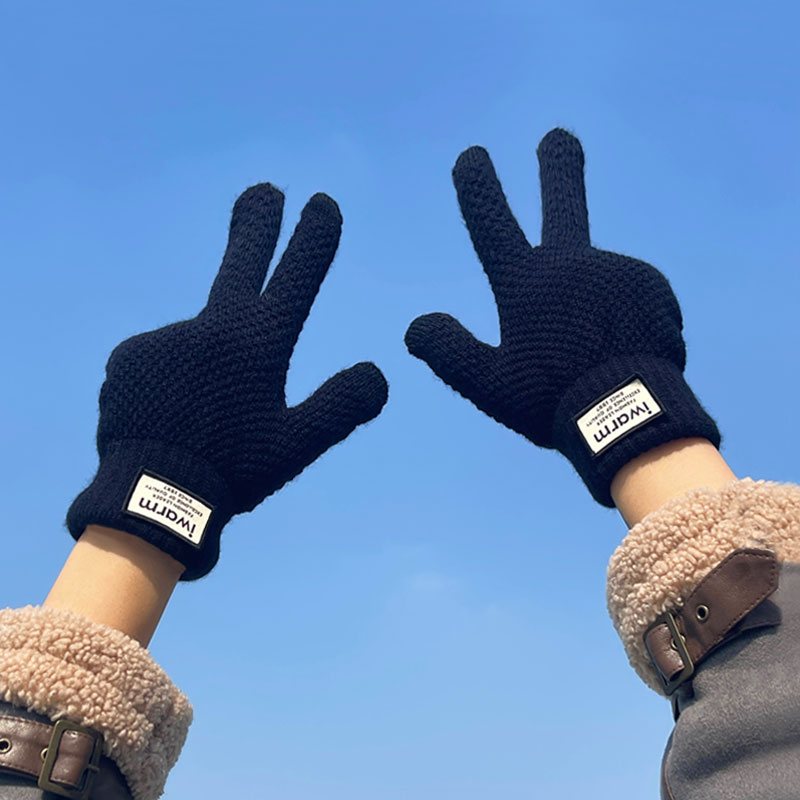 Nuovi guanti touch screen da uomo invernali caldi in pile spesso, guanti antifreddo da uomo in maglia di lana_voghion.com