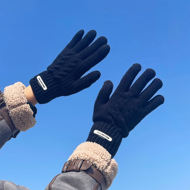 Nuovi guanti touch screen da uomo invernali caldi in pile spesso, guanti antifreddo da uomo in maglia di lana_voghion.com