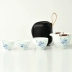 Bộ ấm trà du lịch vẽ tay bằng sứ màu xanh và trắng thể hiện hành khách cốc một nồi ba cốc sứ trắng sứ bong bóng du lịch đặt xe nhỏ đặt - Trà sứ