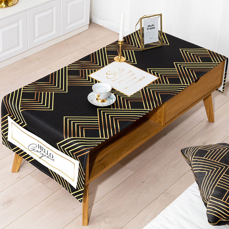 bla gold nordic simple coffee table tablecloth  cabinet cover cloth cotton linen waterproof and oil-proof disposable rectangular coffee table tablecloth