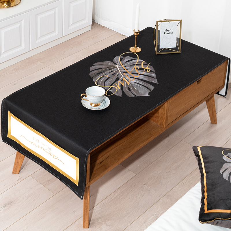 bla gold nordic simple coffee table tablecloth  cabinet cover cloth cotton linen waterproof and oil-proof disposable rectangular coffee table tablecloth