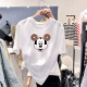 Mickey T-shirt nữ ngắn tay thủy triều lưới màu đỏ Dongdaemun mới Hàn Quốc cá tính hàng đầu Sinh viên phong cách phương Tây Quần áo nữ phong cách Hồng Kông - Áo phông