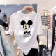 Mickey T-shirt nữ ngắn tay thủy triều lưới màu đỏ Dongdaemun mới Hàn Quốc cá tính hàng đầu Sinh viên phong cách phương Tây Quần áo nữ phong cách Hồng Kông - Áo phông