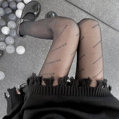 taobao agent English letter printing stockings European and American personality thin net red pantyhose duty nightclub hot girl sexy black silk thin