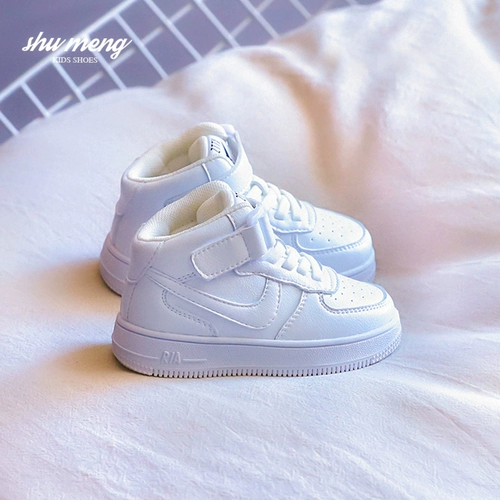 Детская белая обувь, спортивная обувь для раннего возраста, дышащие высокие кроссовки, мягкая подошва, 1-3 лет