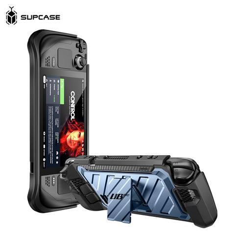 SUPCASE UB Pro Steam Deck : Black/Gray Silicone, Kickstand, Grips iPhone Case