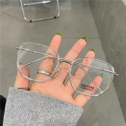 Retro Big Frame Myopia Glasses Женщины круглые лица против легкой анти -радиации защиты
