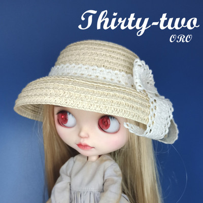 taobao agent Thirty -two oro small cloth Blythe Hepburn straw hat lace wild hat