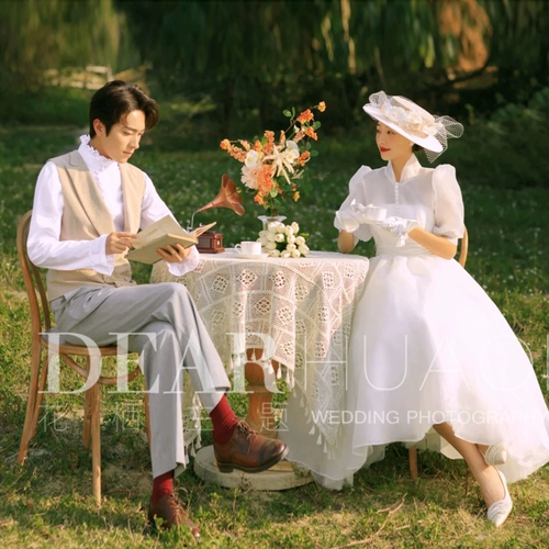 Белое ретро свадебное платье для влюбленных, 2022, французский стиль, рукава фонарики