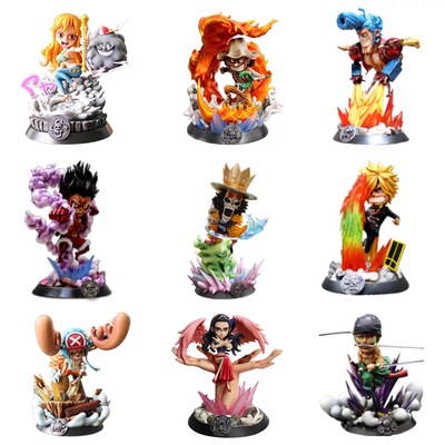 taobao agent One Piece hand -made full set of limited edition 9 people Luffy Four -speed Snakeman Sauron Mountain Governance Car Animation Model Swing