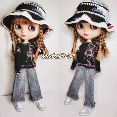 taobao agent BJD6 doll Blythe Xiaobu color matching color knitted casual fisherman hat