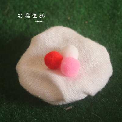 taobao agent Baby uses a white hairball bell hat 1/6bjd specific OB27 Qianxia Momoko rubber leather doll hat