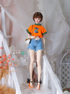 taobao agent Butterfly high heels/orange digital bat sleeve T -shirt 1/6bjd specialty