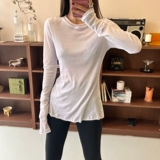 Приталенный однотонный базовый приятный телу лонгслив с круглым воротником, коллекция 2022, подходит для весны и осени