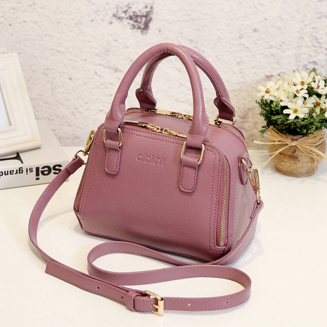 双拉链真皮女包包2016新款牛皮波士顿包女士手提包女生单肩斜挎包