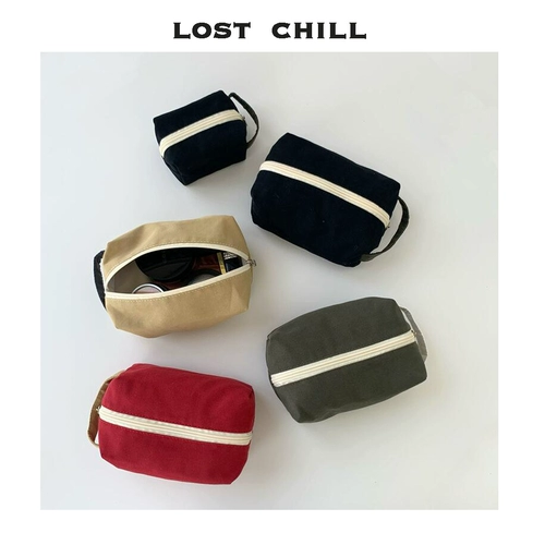 Потерянный холод-канвас контрастный цвет косметический пакет хлопок твердый цвет простой японский туалетный пакет для хранения японской туалеты Япония и Корея