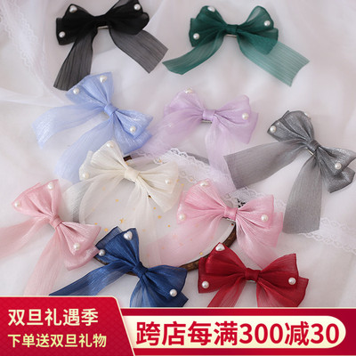 taobao agent Japanese hair accessory with bow from pearl, hairgrip, brooch, Lolita style