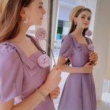 Тряпичная кукла, корсет с бантиком, дизайнерское летнее элегантное платье, тренд сезона, квадратный вырез, А-силуэт