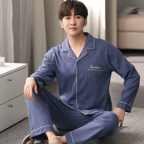 Пижама, хлопковый лонгслив, тонкий летний комплект, коллекция 2022, осенняя