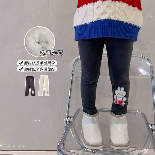 Флисовые детские леггинсы, удерживающие тепло штаны, бархатный пуховик