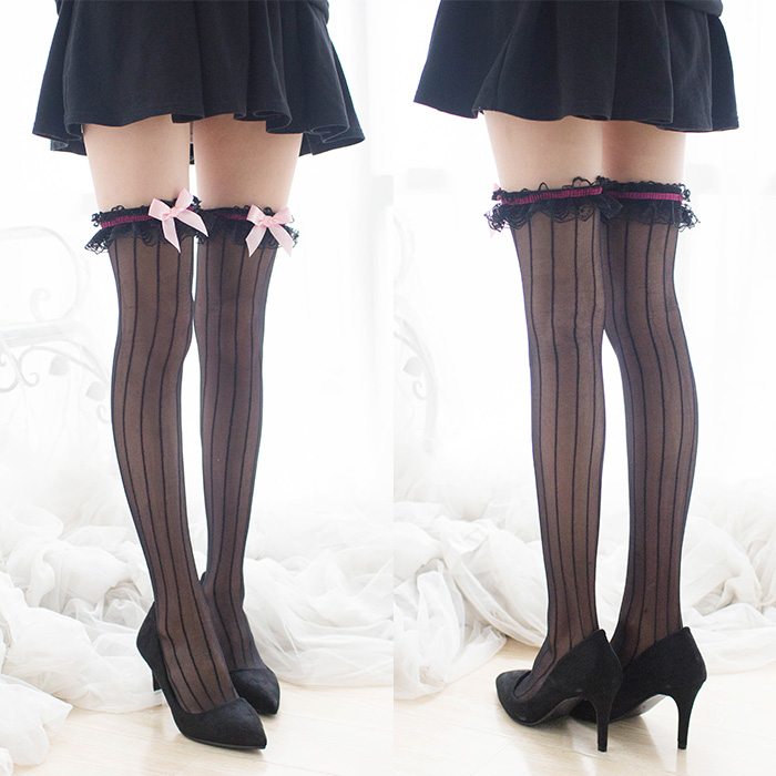 [USD 7.46] Japanese silk stockings fun ultra-thin sexy high barrel lace ...