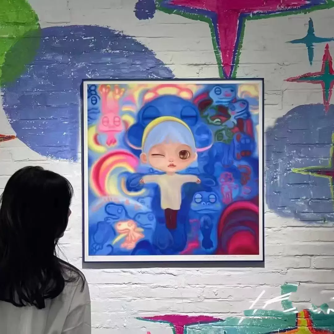 刘颖潮流版画女生卧室床头ins挂画客厅沙发背景装饰画直播间挂画