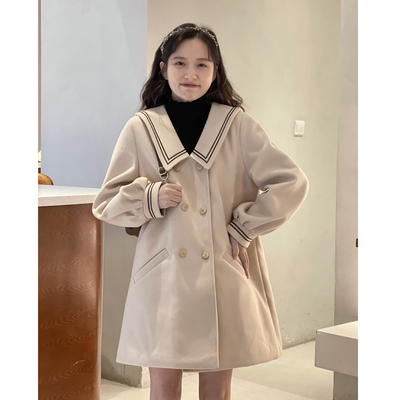 taobao agent Woolen coat, platinum demi-season navy jacket, suitable for teen, 2021 collection