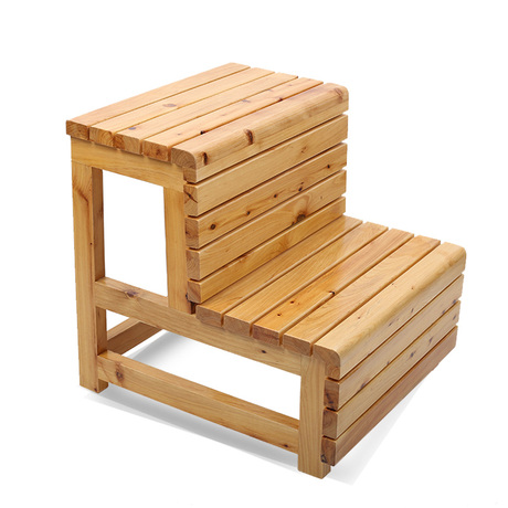 旖林实木防水防腐防滑双层台阶梯楼梯凳洗澡木桶浴缸脚踏三层踏凳