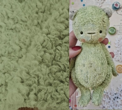 taobao agent 84#Russia imported Windsor green teddy bear plush cloth rolling hair 1cm soft