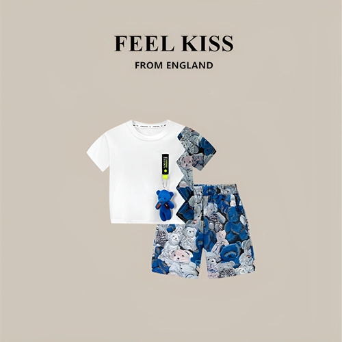 Летняя футболка с коротким рукавом для мальчиков для отдыха, комплект, в западном стиле