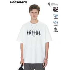 Футболка мужская nartaliy人物印花美式短袖男夏款潮牌重磅t恤休闲宽松街头半袖女
