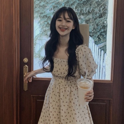 taobao agent Retro dress, mini-skirt, french style, for girls, floral print