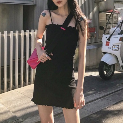 taobao agent Shibuya Little Spicy Girl Ferry Ear ~ Truculinum slim camisole dress Korean Harajuku Holiday Short Skirt